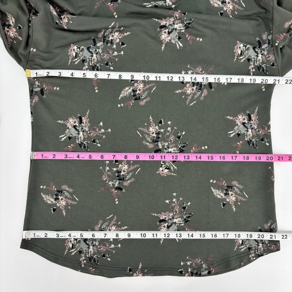 Catherine Malandrino Olive Green Floral Print Long Sleeve Sweatshirt, Large - Picture 14 of 16